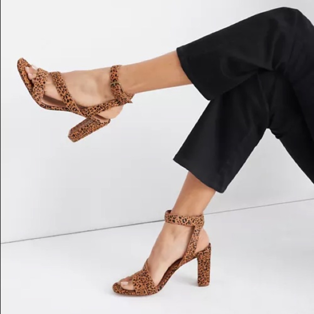 NWB Madewell Liv Sandal in Mini Leopard Calf Hair Sz 7